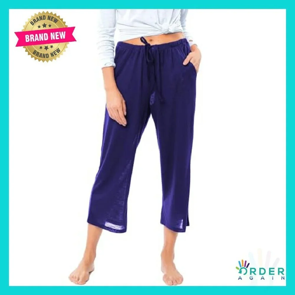Semi-Sheer Capri Lounge Pants Flowy Drawstring Chic Versatile Wear